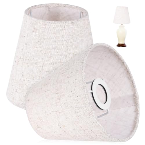 ELAYARD 2 Stück Kleine Stoff Lampenschirme aus Leinenstoff Ersatz Lampenschirm für Stehlampe und Schreibtischlampe Dekorativ Lichtdurchlässig Einfache Montage Passend für Wohn von ELAYARD