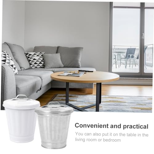 ELAYARD 2 Stück Mini Mülleimer mit Deckel aus Robustem Vielseitiger Abfallbehälter und Aufbewahrungsbox für Schreibtisch Wohnzimmer Küche Retro stil Praktische Müll Blumenhalterung von ELAYARD