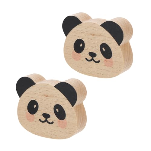 ELAYARD 2 Stück Punchfreie Holz Garderobenhaken Panda Praktischer Wandkleiderhaken für Kleidung Hüte Taschen Platzsparend Vielseitig für Flur und Zuhause von ELAYARD