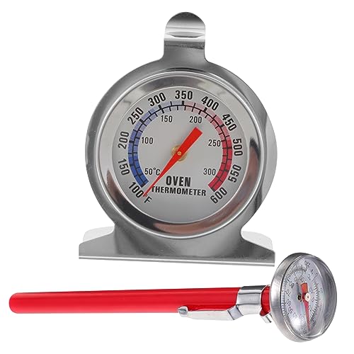 ELAYARD 2 Stück Teiliges Bbq Thermometer Multifunktionales Analoges Grill und Küchenthermometer mit Edelstahlsonde für Backen und Flüssigkeiten für Präzise Temperaturmessungen von ELAYARD