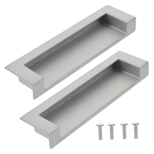 ELAYARD 2 Stück Teiliges Eingebettetes Möbelgriff Ergonomischer Glatter Türgriff mit Nutdesign Komfortabel für Schiebetüren Schränke Kleiderschränke Hochwertiger Schwarzer Möbelzubehör von ELAYARD