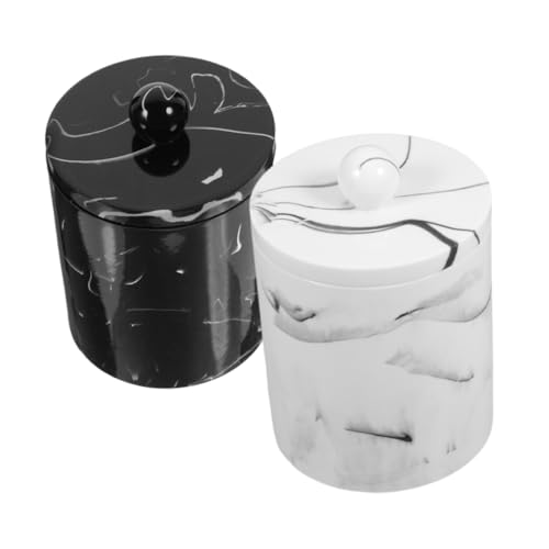 ELAYARD 2 Stück Teiliges Marmormuster Baumwollstäbchen Behälter mit Deckel Resin Organizer Box für Bad Schminktisch Vielseitig Kompakt Langlebig von ELAYARD