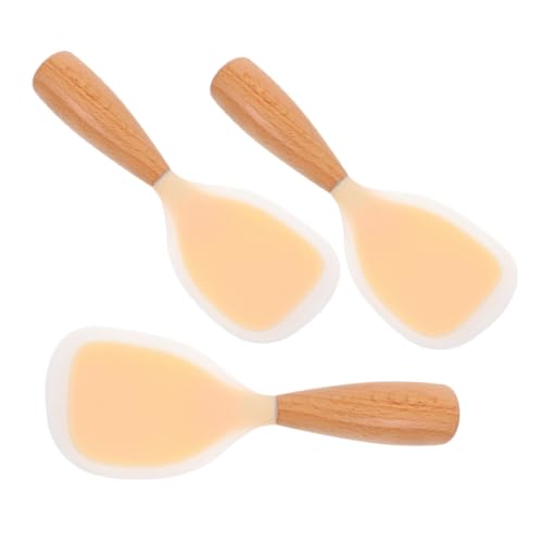 ELAYARD 3 STÜCKE Hitzebeständiger Silikon reislöffel mit Rutschfestem Holzgriff Antihaft Servierlöffel für Reis Kochen und Servieren Ergonomisch Leicht zu Reinigen von ELAYARD