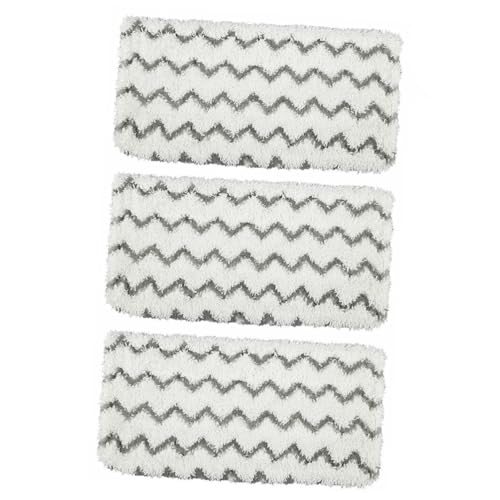 ELAYARD 3 Stück Mikrofaser Dampfmop Ersatzbezüge Weiß Waschbare Mop Pads Stark Saugfähig Für Holz Stein Fliesenböden Wiederverwendbar Kratzfrei Bodenwischer von ELAYARD