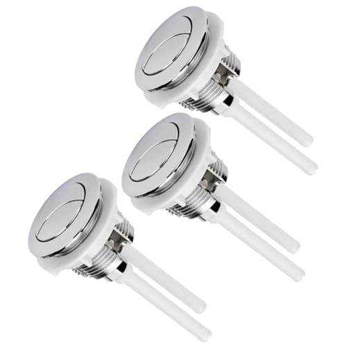 ELAYARD 3 Stück Runde Wc Druckknöpfe aus Robustem Abs Kompatibel mit Standard Toilettenspülkästen Doppelte Spülfunktion Einfache Montage ohne Werkzeug Silberfarben Glatte Oberfläche von ELAYARD