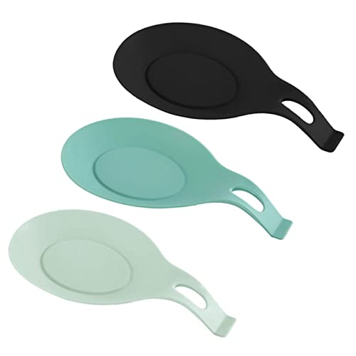 ELAYARD 3 Stück Silikon Löffelhalter Teilig Hitzebeständig Bpa Frei Küchenutensilien Ablage für Kochlöffel Spatel und Besteck Rutschfest Lebensmittelecht Geeignet für Haushalt und Desktop von ELAYARD