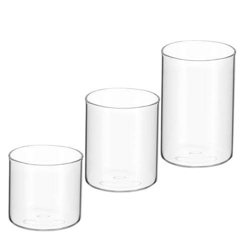 ELAYARD 3 Stück Teiliges Klare Glas teelichthalter Zylindrische Leere Kerzengläser in Verschiedenen Vielseitig für DIY Hochzeiten Dinnerpartys und Wohnraumdekoration von ELAYARD