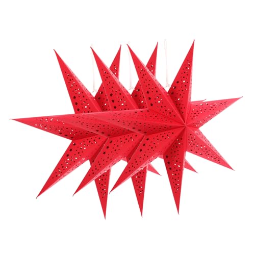 ELAYARD 3 Stück Teiliges Papier Stern Lampenschirm Dreidimensionaler Roter Weihnachtsstern Installieren Dekorative Deckenlampe für Festliche Xmas Party und Heimdekoration ELAYARD 3 Stück Teiliges Papier Stern Lampenschirm Dreidimensionaler Roter Weihnachtsstern Installieren Dekorative Deckenlampe für Festliche Xmas Party und Heimdekoration von ELAYARD