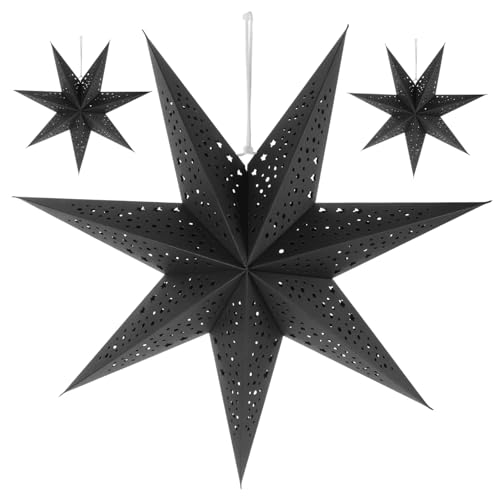 ELAYARD 3 Stück Teiliges Papier Stern Lampenschirme Zackige Pendelleuchten Langlebige Weihnachtsdeko für Wohnzimmer Schlafzimmer Schwarze Xmas Hängelampen Festliche Raumdekoration ELAYARD 3 Stück Teiliges Papier Stern Lampenschirme Zackige Pendelleuchten Langlebige Weihnachtsdeko für Wohnzimmer Schlafzimmer Schwarze Xmas Hängelampen Festliche Raumdekoration von ELAYARD