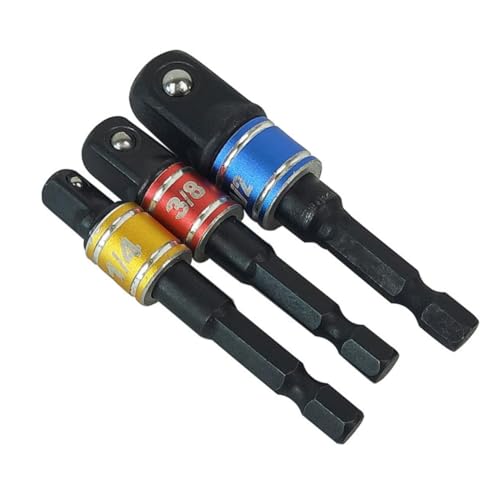 ELAYARD 3 Stück Teiliges Steckschlüssel adapter Federkugel sicherung Verchromt Langlebig für Bohrmaschinen Schraubendreher und Schlagschrauber Ergonomisch Präzise Passform Einfache von ELAYARD