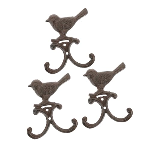 ELAYARD 3 Stück Vintage Wandhaken aus Gusseisen mit Vogelmotiv Dekorative Garderobenhaken Robuste Kleiderhaken für Bad Küche und Flur Vielseitig zum Aufhängen von Jacken Schals und von ELAYARD