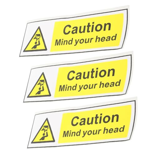 ELAYARD 3 Stück Warnaufkleber Achtung Kopf Selbstklebend Niedrige Decke Warnschild Innen Außen Wetterfest Praktisch und Langlebig von ELAYARD