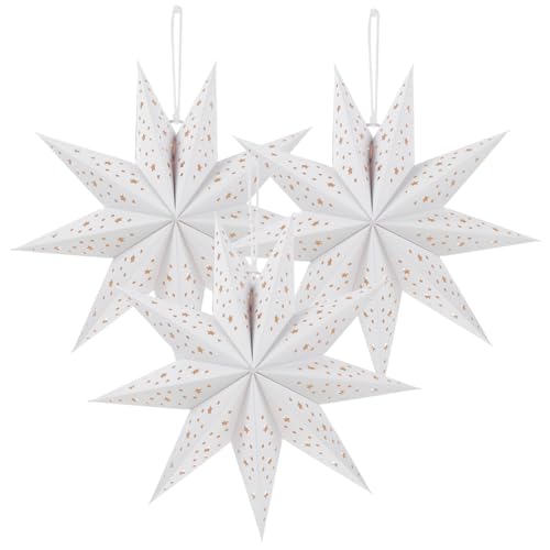 ELAYARD 3 Stück Weihnachtsstern Lampenschirm Papierlaterne Neunzackig Dekorativ für Fenster Hochzeit Party Kinderzimmer Festliche Beleuchtung Zubehör von ELAYARD
