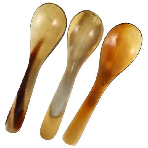 ELAYARD 3 Stück Kaffeelöffel aus Horn Dekorative Dessertlöffel für Küche und Büro 14cm Wiederverwendbar Design Multifunktional von ELAYARD