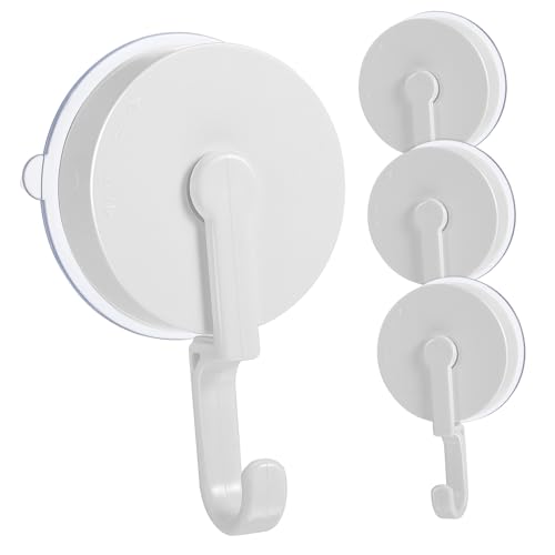 ELAYARD 4 Stück Drehbare Saugnapf Haken Extra Stark Belastbar Punch Hooks für Fenster Bad Küche Vakuumfest Wiederverwendbar Platzsparend ohne Bohren von ELAYARD