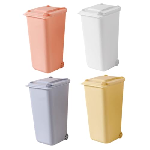ELAYARD 4 Stück Mini Desktop Mülleimer mit Deckel Set Bunter Schreibtisch Abfalleimer und Stifthalter Vielseitiger Papierkorb für Büro Zuhause und Schule Kompakt und Praktisch von ELAYARD