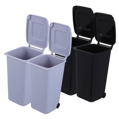 ELAYARD 4 Stück Mini Mülleimer mit Deckel aus Kunststoff Kleiner Desktop Papierkorb für Büro und Zuhause Vielseitiger Abfalleimer und Stifthalter für Schreibtisch Praktische Tisch von ELAYARD