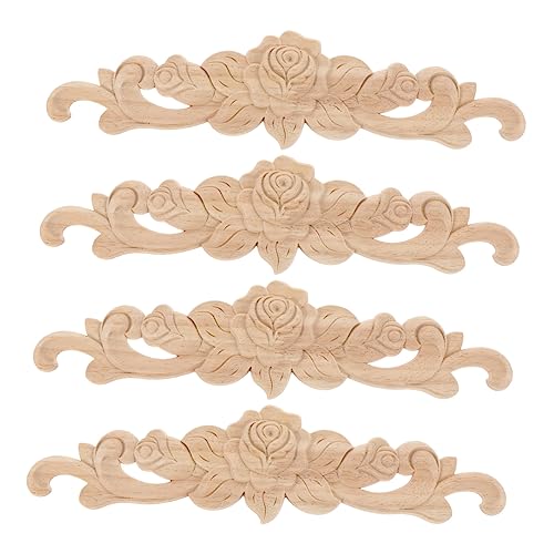 ELAYARD 4 Stück Teiliges Geschnitzte Holzapplikationen Natürliche Möbelverzierung mit Rosenmotiv Unbemalte Holzornamente für Schrank Tür Bett und Wohnaccessoires ELAYARD 4 Stück Teiliges Geschnitzte Holzapplikationen Natürliche Möbelverzierung mit Rosenmotiv Unbemalte Holzornamente für Schrank Tür Bett und Wohnaccessoires von ELAYARD
