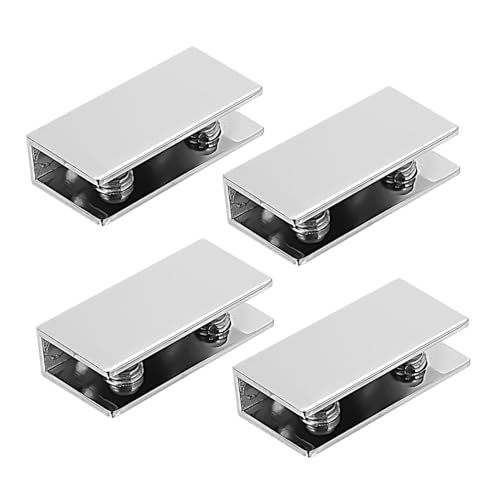 ELAYARD 4 Stück Teiliges Glasboden Halterung aus Langlebiger Zinklegierung Rechteckige Verstellbare Glasklemme für Glasregal Geeignet für Badezimmer Weinschrank und Vitrinen von ELAYARD