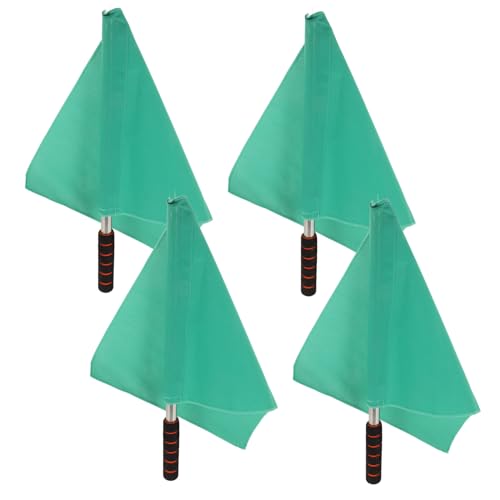 ELAYARD 4 Stück Teiliges Grüne Schiedsrichter Flaggen mit Rostfreiem Stahlstab und Schwammgriff Leichte Hand Signal Flaggen für Linienrichter bei Fußball und Leichtathletik Wetterbeständig von ELAYARD