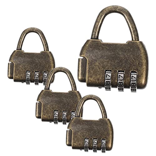 ELAYARD 4 Stück Teiliges Retro Zahlenschloss aus Robustem Zinklegierung Antikes Kombinations Vorhängeschloss für Schmuckkästchen Holzkisten Schränke und Koffer mit Klassischem Vintage von ELAYARD