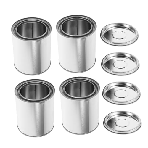 ELAYARD 4 Stück Teiliges Runde Dickwandige Eisenbehälter Metallische Versiegelte Farbdosen und Bitumen aufbewahrung Korrosionsbeständig für Labor und Baustelle von ELAYARD