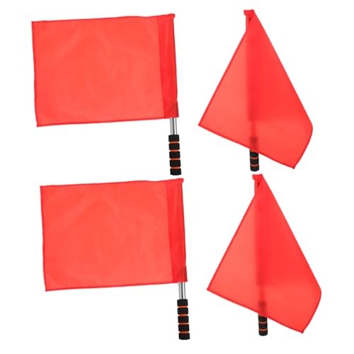 ELAYARD 4 Stück Teiliges Schiedsrichter mit Roten Signalflaggen Edelstahlstangen Handliche Spielfahnen für Fußball und Leichtathletik Robuste Rennflaggen für Präzise Spielleitung und von ELAYARD