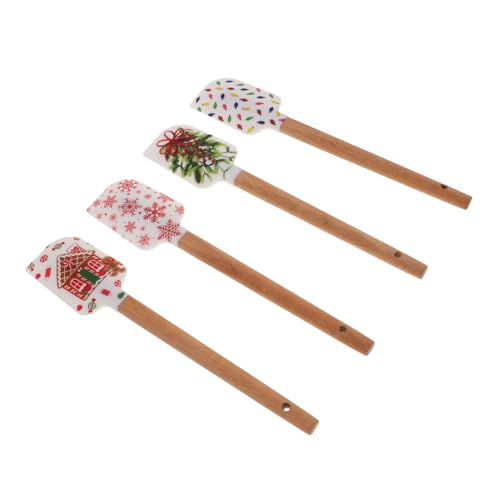 ELAYARD 4 Stück Teiliges Silikon Spachtel mit Holzgriff Weihnachtliches Design Hitzebeständig für Kuchencreme Backzubehör Teigschaber und Vielseitige Küchenanwendung ELAYARD 4 Stück Teiliges Silikon Spachtel mit Holzgriff Weihnachtliches Design Hitzebeständig für Kuchencreme Backzubehör Teigschaber und Vielseitige Küchenanwendung von ELAYARD