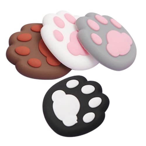 ELAYARD 4 Stück Teiliges Silikon Türstopper Pfotenform Türgriff Wandschutz Leiser Stoßdämpfer Kratzfest Langlebig Einfache Befestigung für Wohnräume in Weiß Schwarz Braun von ELAYARD