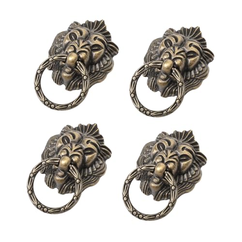 ELAYARD 4 Stück Vintage Schrankgriff aus Hochwertiger Rostfrei Chinesischer Stil mit Einzigartigem Löwenkopf design für Schränke Kommoden Kleiderschränke von ELAYARD