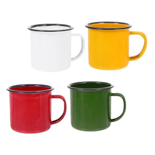 ELAYARD 4 Stücke Vintage Emaille Tassen Retro Emaille Becher Leicht Tragbar für Kaffee Tee Wasser Camping und Reisen Bruchfestes Design von ELAYARD