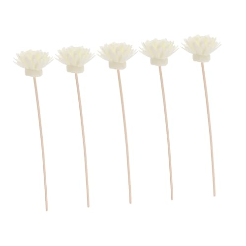 ELAYARD 5 Satz Natürliche Rattan diffuserstäbchen mit Kleinen Chrysanthemen Lang Aromatische Ersatzstäbchen für Ätherische Öle Dekorative Raumduftstäbe für Wohnzimmer und Bad von ELAYARD