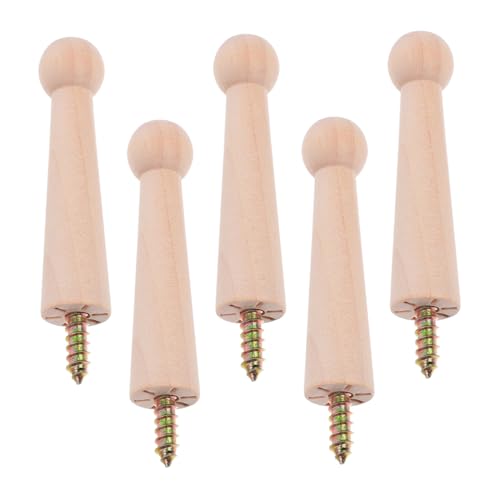 ELAYARD 5 Stück Holz Wandhaken Schraubbar Wackelndes Design Multifunktional für Kleidung Hut Handtuch Garderobe Robust und Dekorativ für Schlafzimmer Wohnzimmer Flur von ELAYARD