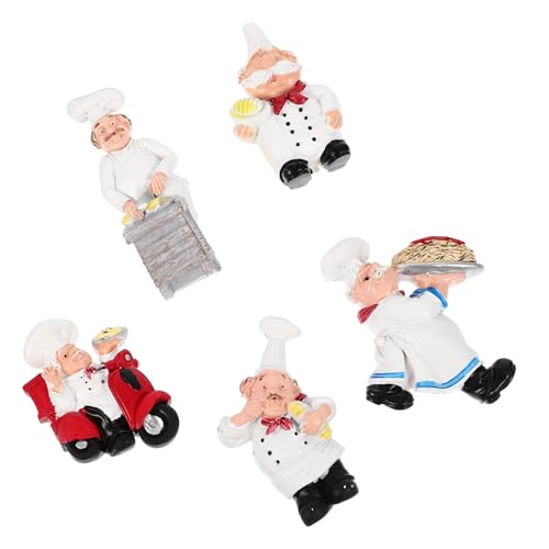 ELAYARD 5 Stück Kühlschrankmagnete Chef aus Resin Stabile Küchenmagnete als Dekorative Fridge Charms Kreative Magnetsticker für Kühlschrank und Magnetwand Gemischtes Design von ELAYARD