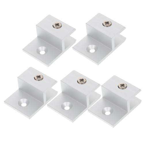 ELAYARD 5 Stück Teiliges Kleine Glasregalhalter aus Rostfreiem Aluminiumlegierung Verstellbare Glasclips für Glasregale Korrosionsbeständig Hitzebeständig Einfache Montage ohne Glasbohren von ELAYARD