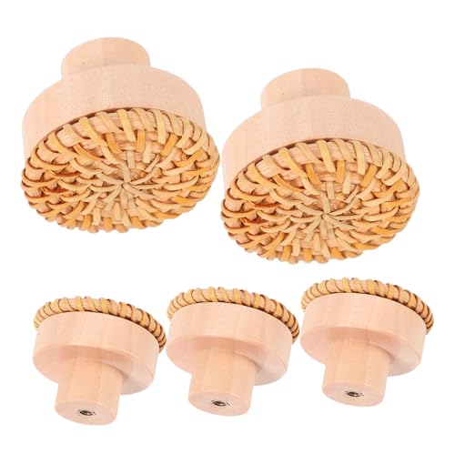 ELAYARD 5 Stück Teiliges Runde Wandhaken aus Natürlichem Rattan Multifunktional für Schlüssel Taschen Schals Langlebig Verschleißfest für Innen Außenbereich Rustikales Wohnaccessoire von ELAYARD
