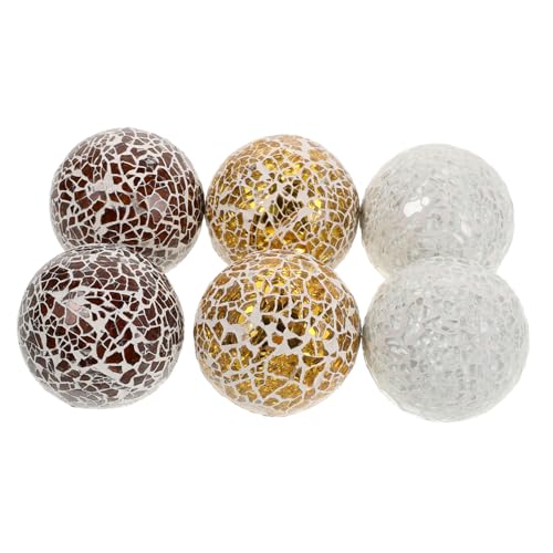 ELAYARD 6 Stück Glas Mosaikkugeln Dekorative Glaskugeln für Schalen Vasen Füller Raumdekoration Tischdekoration Hochzeit Party Vielseitige Bruchsichere Wohnaccessoires von ELAYARD