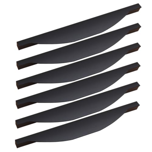 ELAYARD 6 Stück Schwarze Holz möbelgriffe Gebogene Schubladengriffe mit Lochabstand Stabile Aluminiumlegierung Modernes Design für Schrank Kommode Kleiderschrank Einfache Montage Glatte von ELAYARD