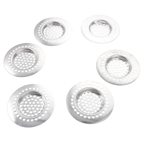 ELAYARD 6 Stück Teiliges Edelstahl Abflusssieb Küchenspüle und Badewanne Wasserfilter Rostfrei Langlebig mit Großer Lochung zur Verstopfungsprävention und Schneller Entwässerung von ELAYARD