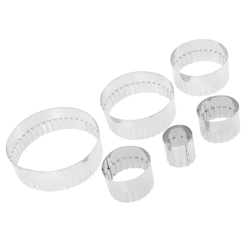 ELAYARD 6 Stück Teiliges Edelstahl Ausstechformen Rund mit Gewelltem Rand Flexible Backformen für Kekse Kuchen Mousse und Gebäck Glatte Kanten Leicht zu Reinigen Vielseitig für von ELAYARD