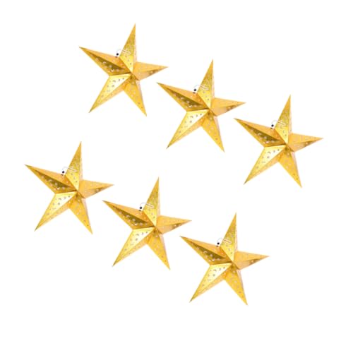 ELAYARD 6 Stück Teiliges Goldene Papier stern Lampenschirme Dekorative Stern pendelleuchte für Weihnachts Festtagsdeko Einfache Montage Langlebig Stilvolle Raumbeleuchtung von ELAYARD