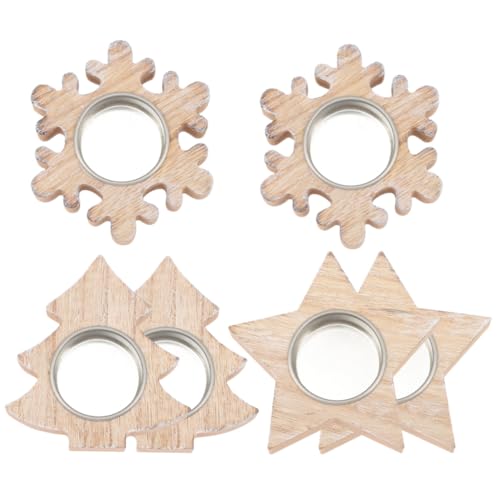 ELAYARD 6 Stück Teiliges Holz Kerzenhalter MDF Teelichthalter Weihnachtsdeko mit Stern Schneeflocke Tannenbaum Design Stabile Tischdekoration Geschenkidee ELAYARD 6 Stück Teiliges Holz Kerzenhalter MDF Teelichthalter Weihnachtsdeko mit Stern Schneeflocke Tannenbaum Design Stabile Tischdekoration Geschenkidee von ELAYARD