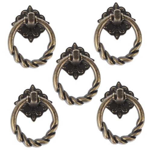ELAYARD 6 Stück Teiliges Vintage Schubladengriff aus Langlebiger Legierung Retro Ring Möbelgriffe für Küchenschränke und Kommoden Einfache Montage Antike Ziehgriffe in Patina Optik von ELAYARD