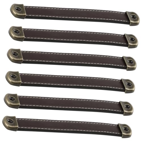 ELAYARD 6 Stück Vintage Ledergriffe für Möbel Kommoden Schränke mit Lochabstand für Kleiderschränke und Einfache Montage Langlebige Qualität Dunkles Braun und Antikes Kupfer von ELAYARD