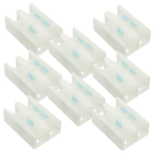 ELAYARD 8 Stück Teiliges Glas schiebetür Bodengleiter Kunststoff Rutschfeste Duschkabinenführung Stabiler Türrollen Stopper für Badezimmertüren Weiß Geräuscharm und Montagefreundlich von ELAYARD