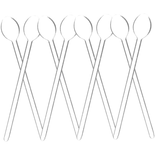 ELAYARD 8 Stück Teiliges Langer Transparenter Glaslöffel Hitzebeständig Glatte Runde Teelöffel und Espressolöffel für Haushalt Party Kaffee und Dessert von ELAYARD