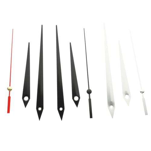 ELAYARD 9 Sätze Teiliges Haushalts Uhrzeiger aus Vielseitige DIY Uhrzeiger in Schwarz Rot und Silber Kompatibel mit Meisten Wanduhren Leise und Langlebig für Reparatur und Bastelprojekte von ELAYARD