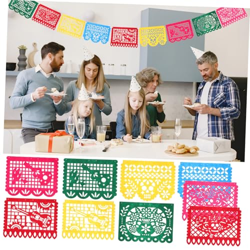 ELAYARD Bunte Day Of The Dead Partybanner aus Vliesstoff Mexikanische Fiesta Dekoration für Innen Außen mit Traditionellen Mustern und Lebendiger Atmosphäre von ELAYARD