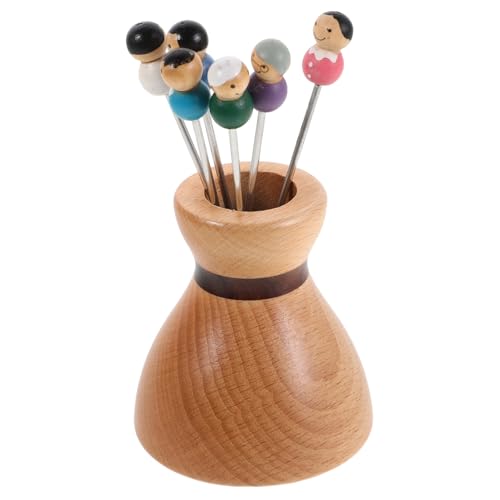 ELAYARD Cartoon Obstgabeln mit Holzhalter Rostfrei Vielseitig für Früchte Dessert Cocktails Chinesischer Stil Langlebig Spielerisch für Familienfeiern und Partys von ELAYARD
