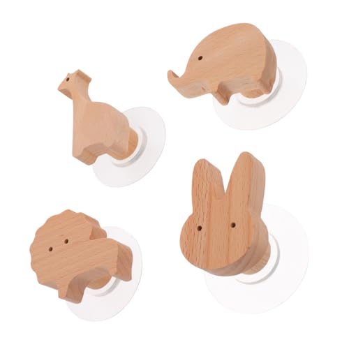 ELAYARD Dekorativer Holz Wandhaken mit Süßen Tiermotiven Elefant Tiger Giraffe Hase Platzsparend für Kleidung Handtücher Rucksäcke Kinderzimmer Garderobe von ELAYARD